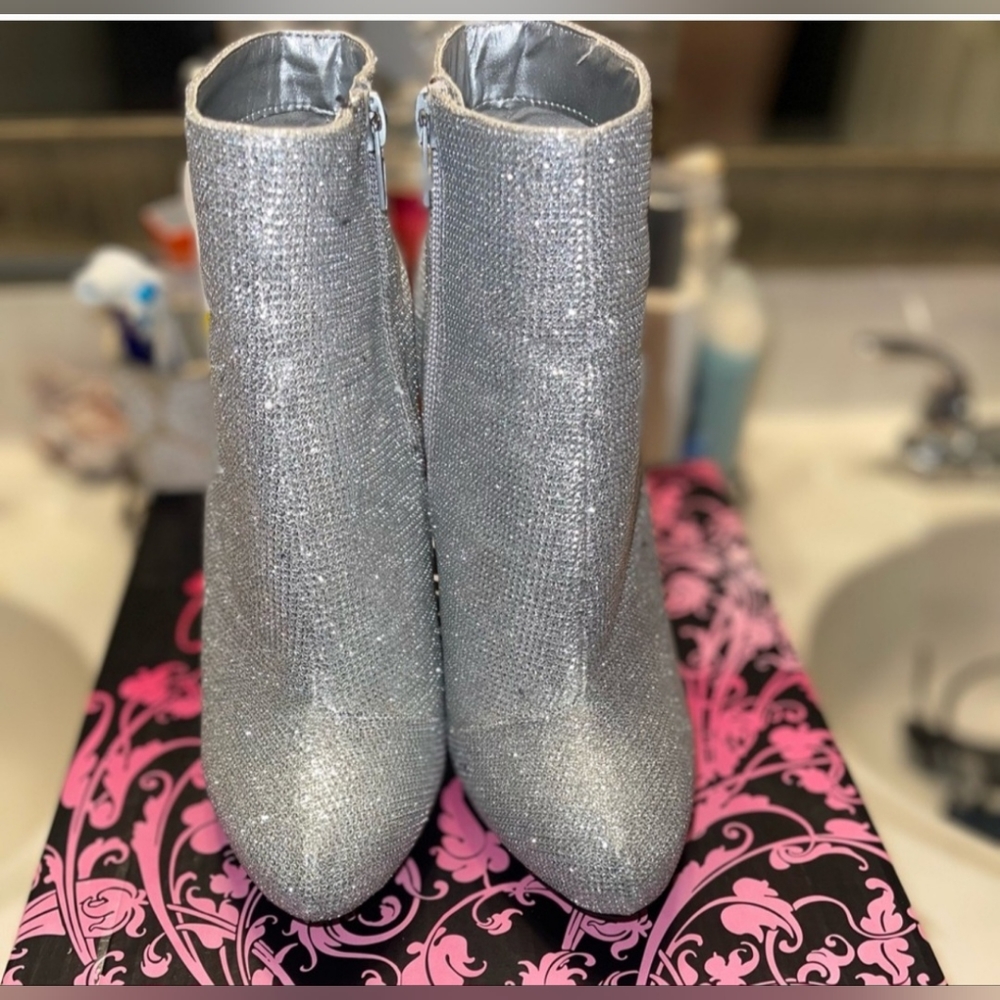 Silver shimmer heels